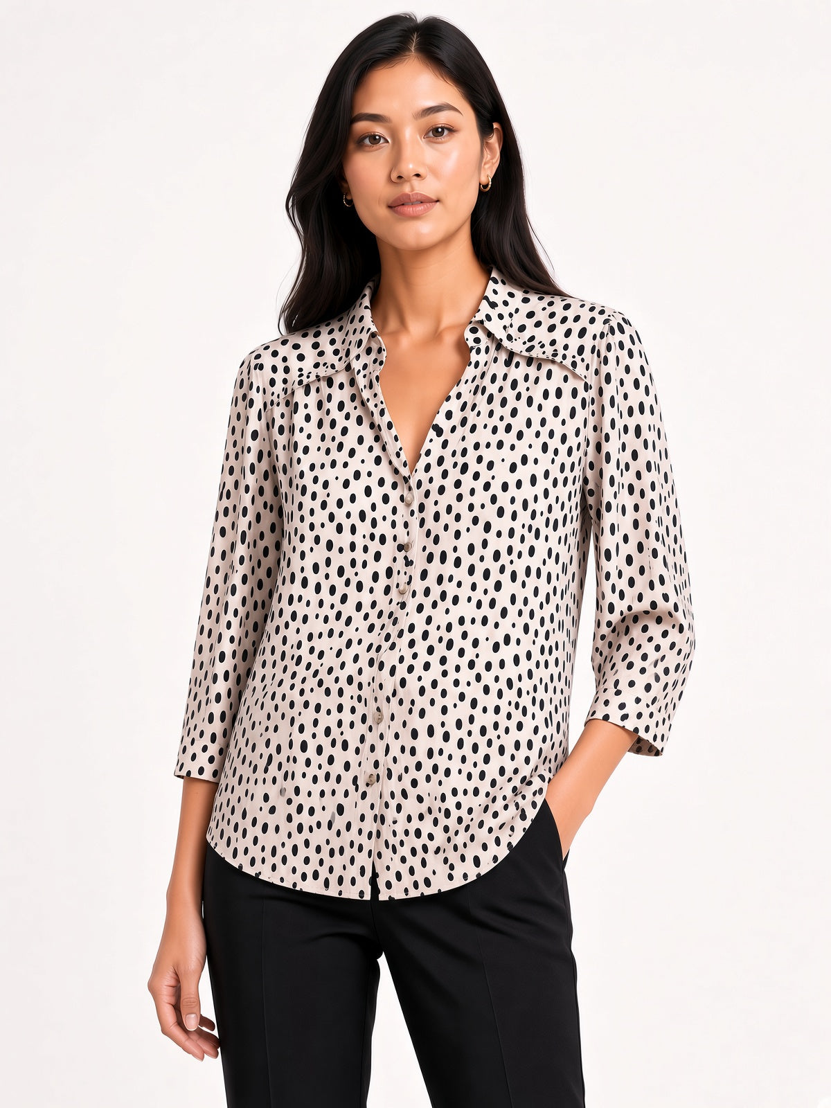 3/4 Sleeve Chiffon Print Top