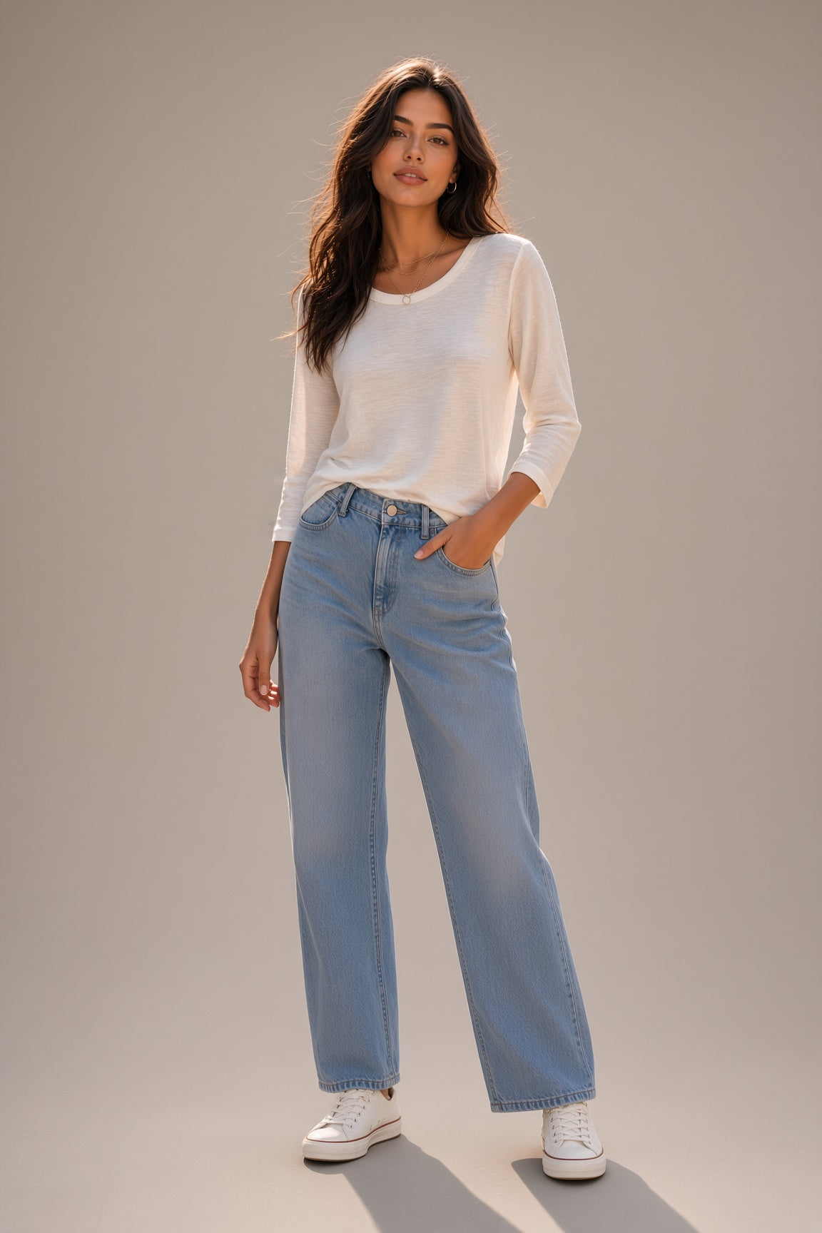 3/4 Slub Boatneck Top