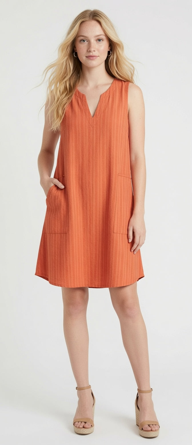 Sleeveless Split Neck Dress