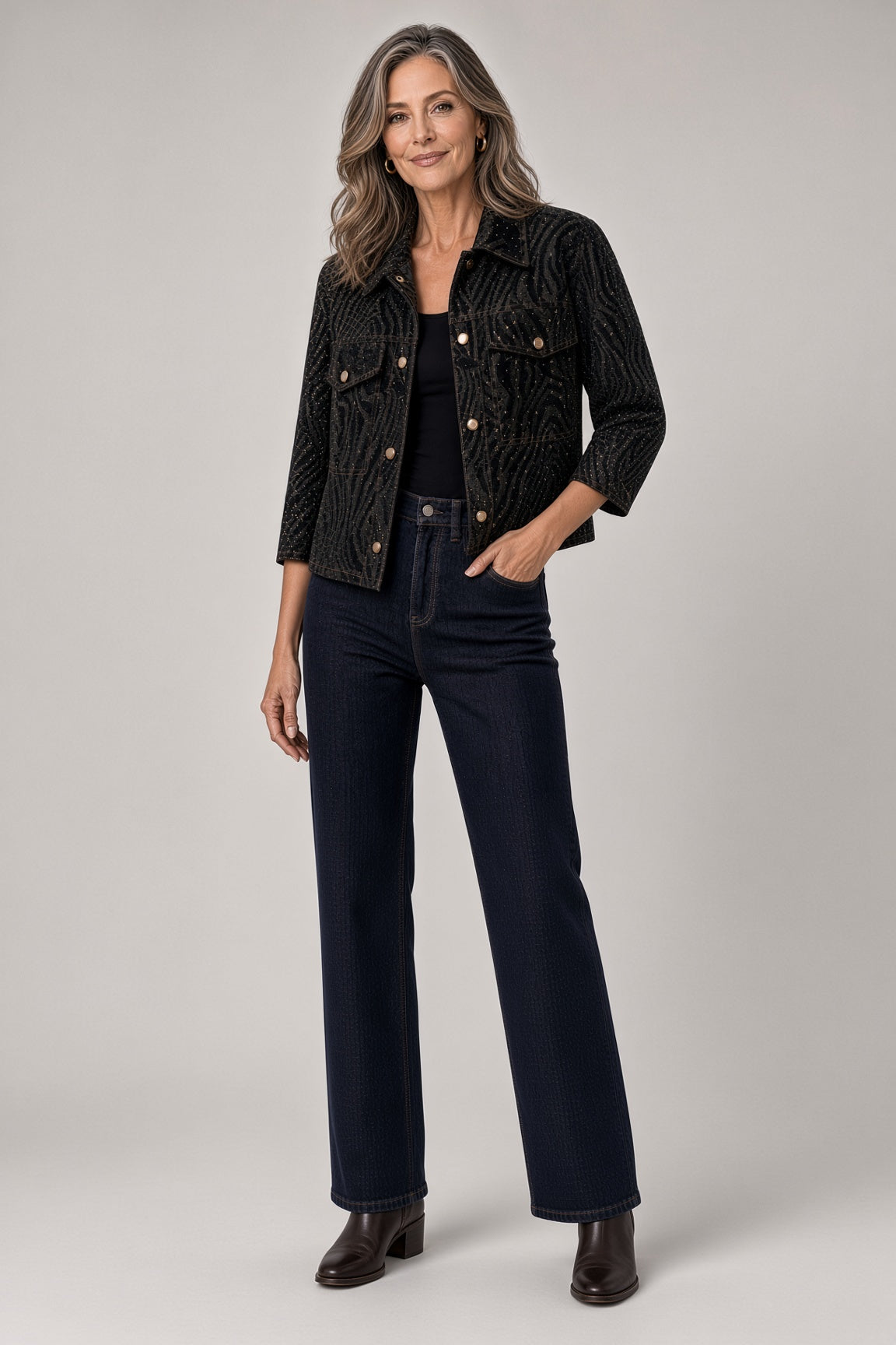 3/4 Sleeve Crystal Jacket