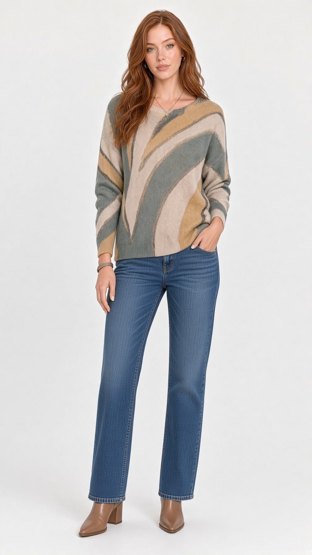 Printed Batwing Sweater