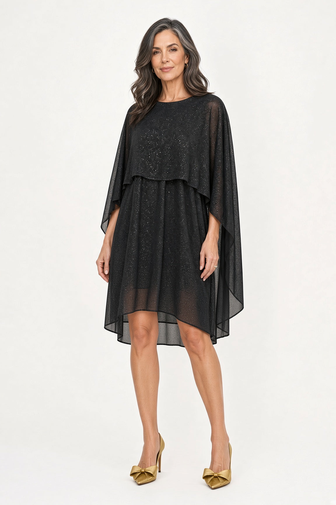Capelet Knit Gold Foile Knit Dress
