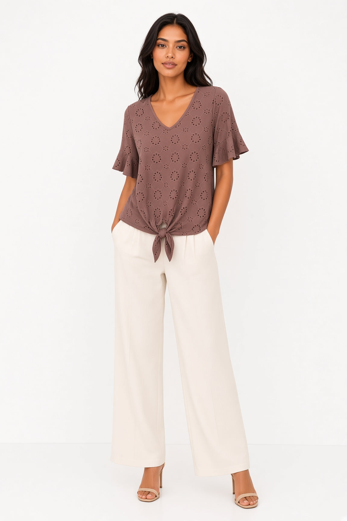 Short Sleeve Eyelet Top