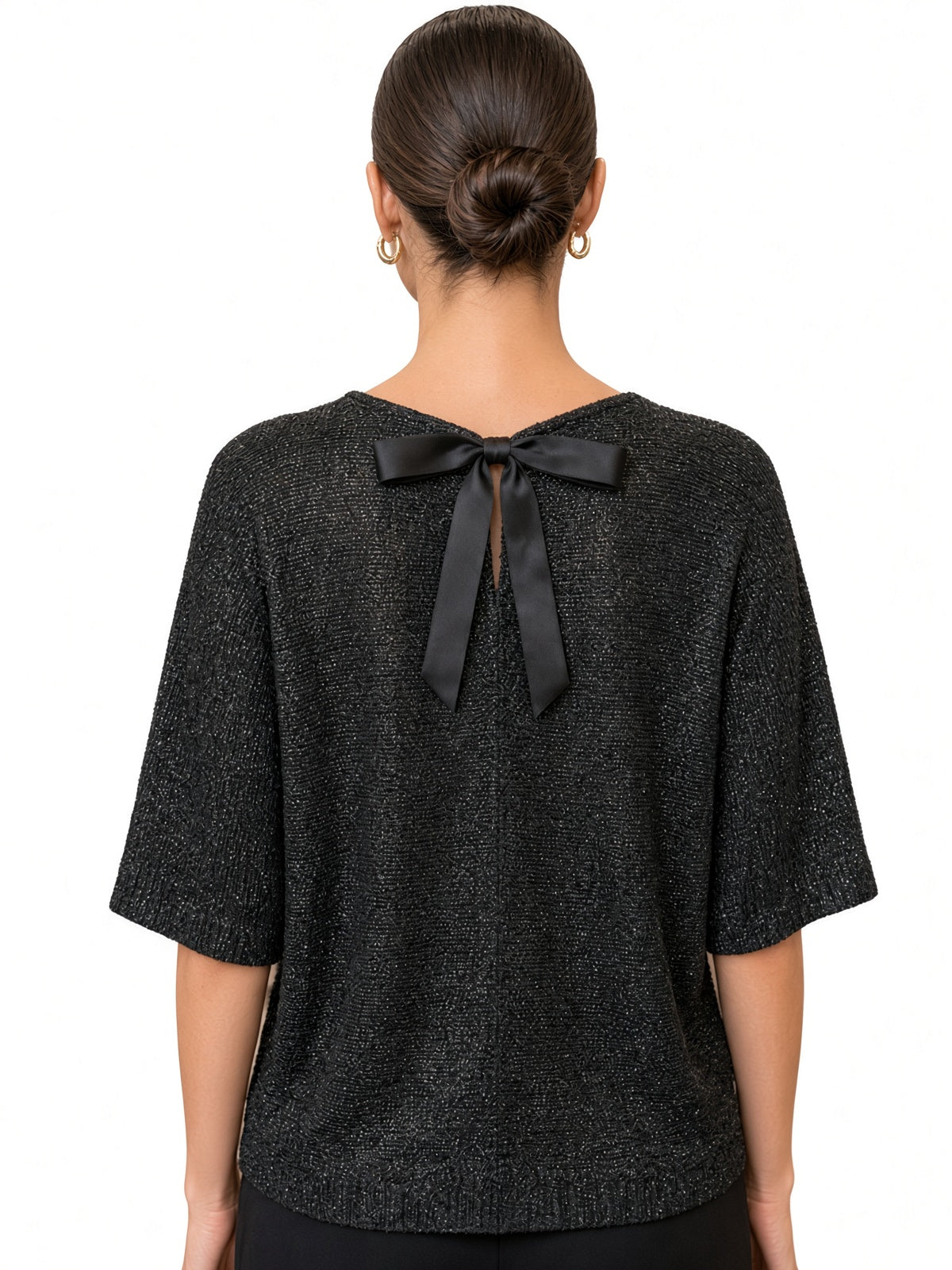 3/4 Lurex Bow Back Sweater