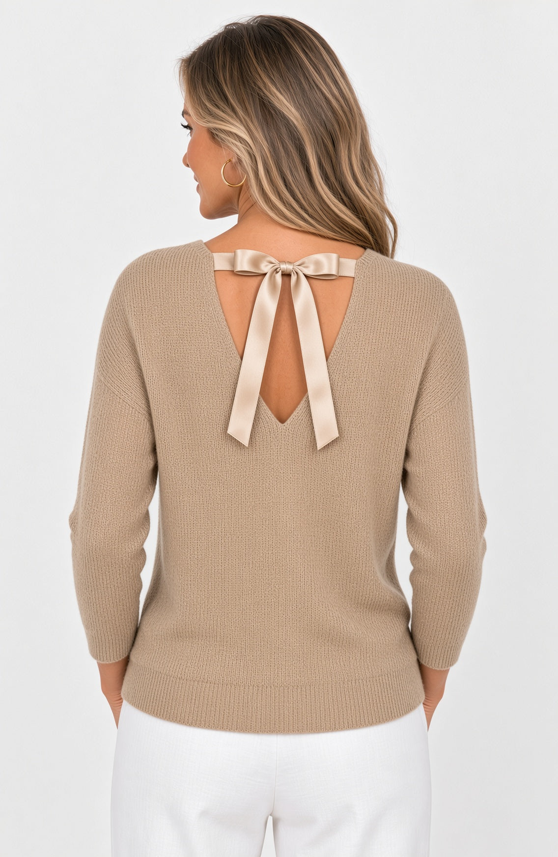 3/4 Sleeve Sweater with Back Bow