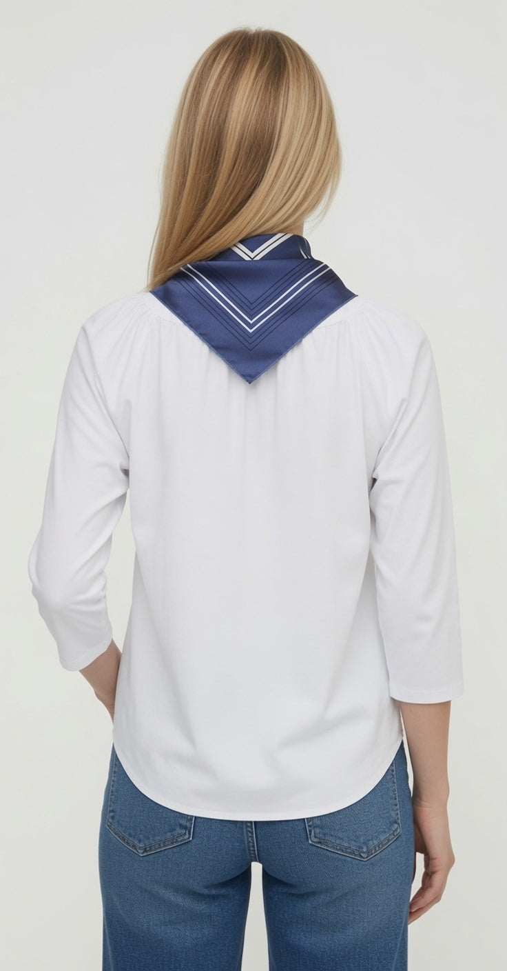3/4 Sleeve Top with Neck Scarf