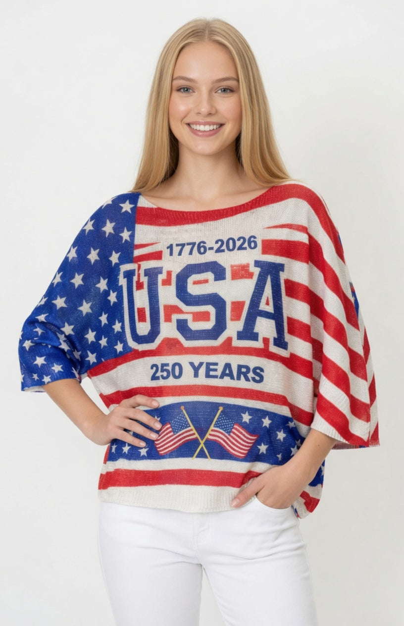 Dolman Sleeve USA Sweater