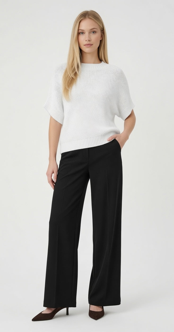 Short Sleeve Boat Neck Sweater