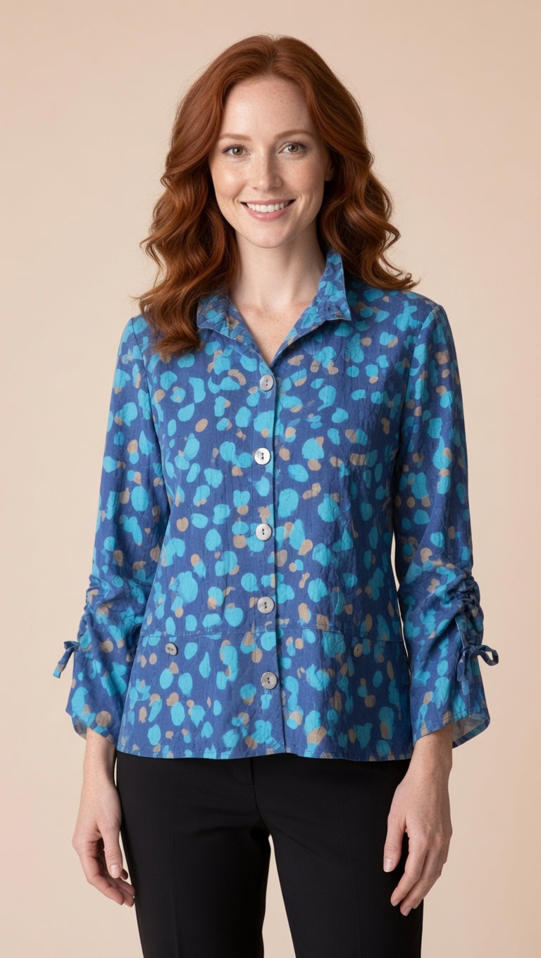 3/4 Sleeve Watercolor Dot Jacket
