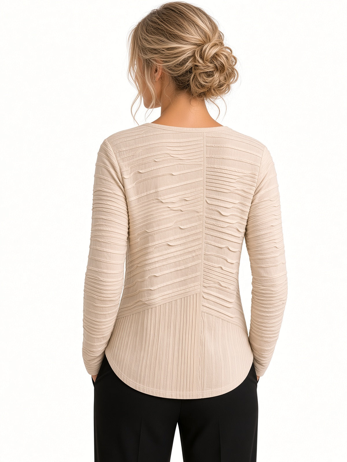 3/4 Sleeve Ripple Seamed Tee