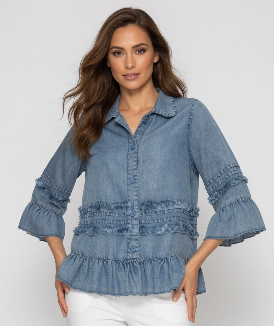 1/2 Sleeve Ruffle Blouse