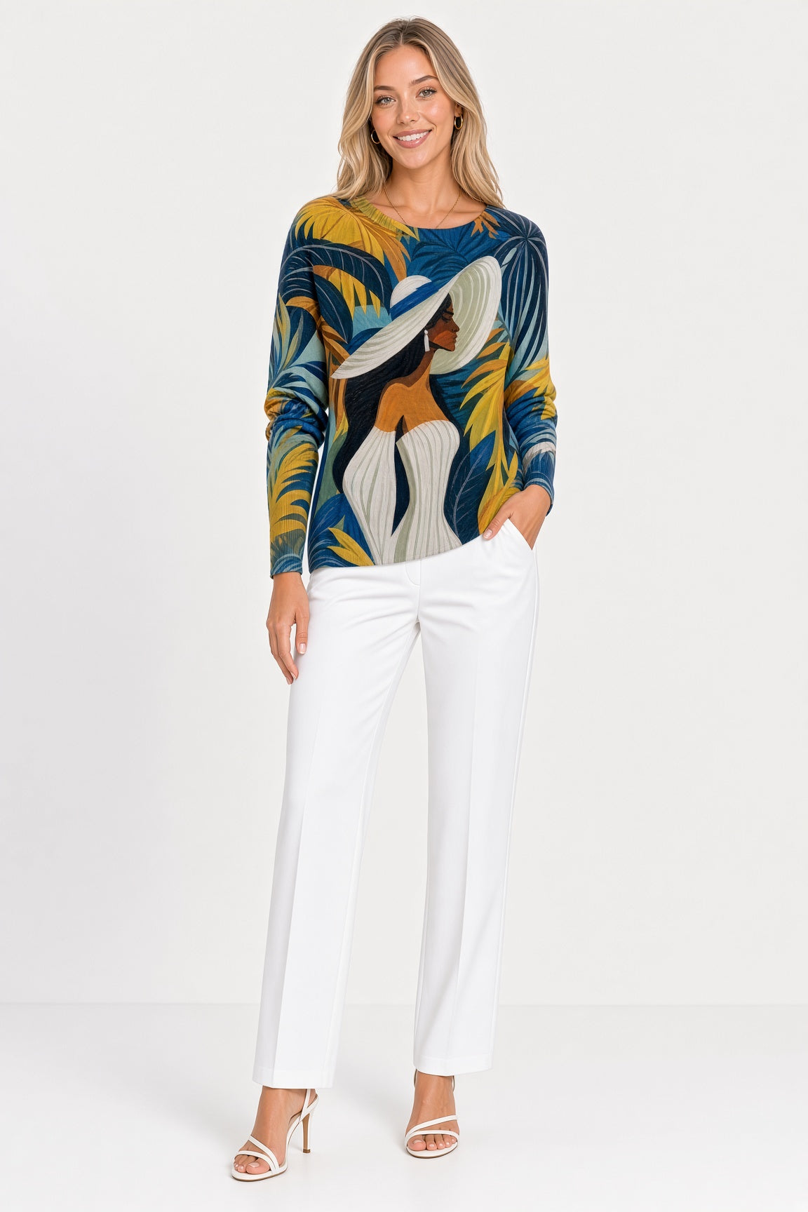 Printed Batwing Sweater