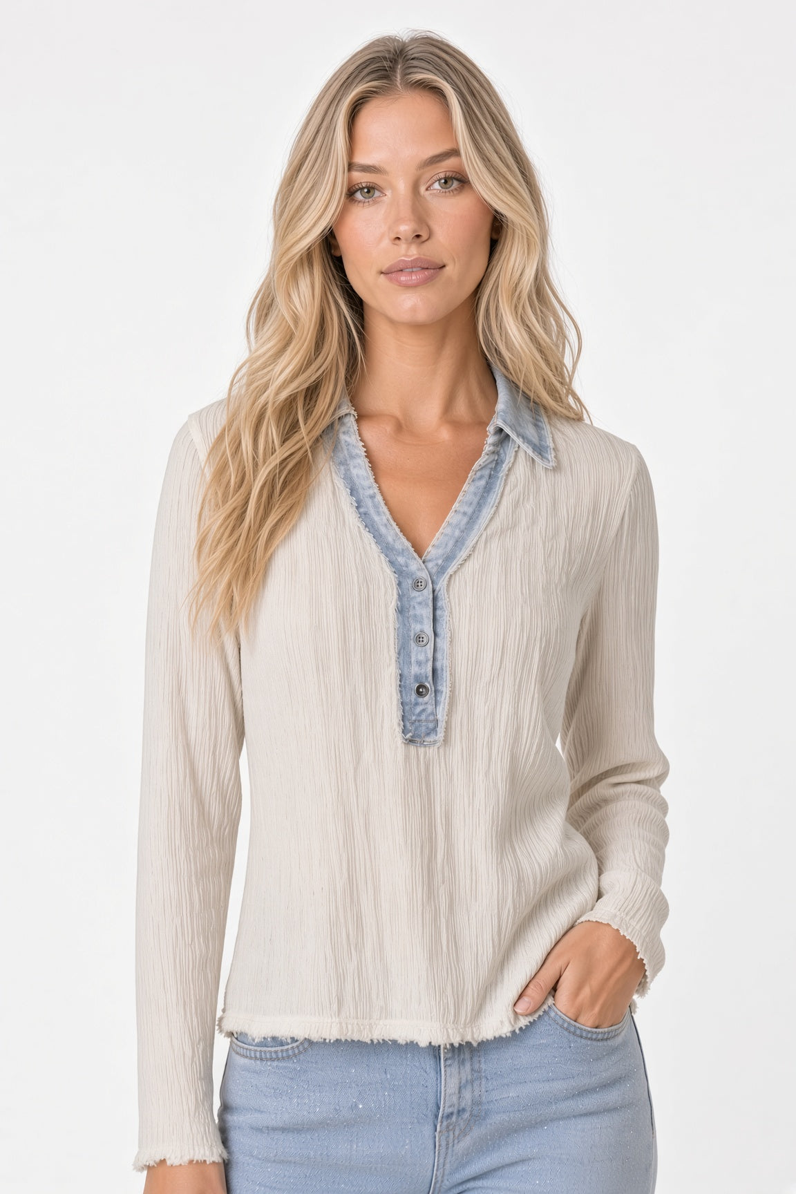 Long Sleeve Textured Top