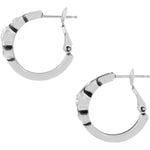 Side image of Brighton Infinity Sparkle Hoop Earrings. Brighton silver hoops. 