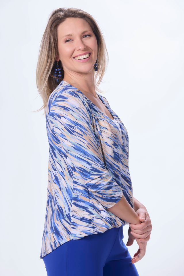 Wrap 3/4 Sleeve Animal Print Top