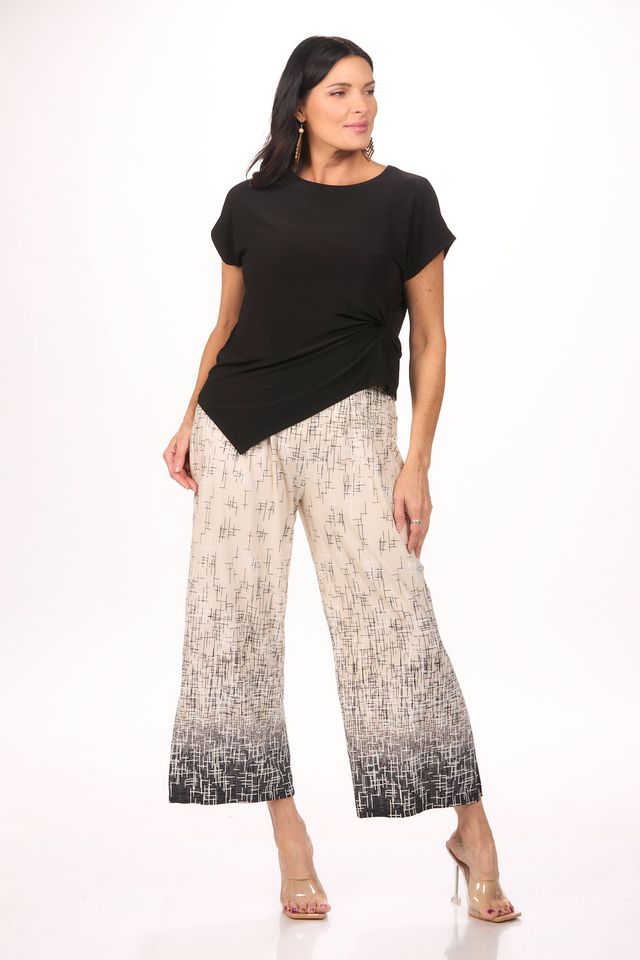 Front image of Picadilly pull on destination collection front slit pant in black and khaki.