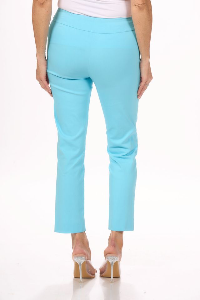 Back image of Krazy Larry aqua blue pull on pant. 
