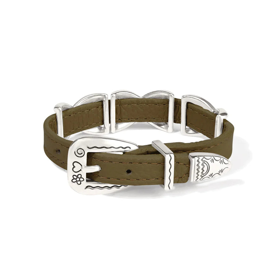Back View Kriss Kross Etched Bandit Bracelet. Brighton olive bracelet.