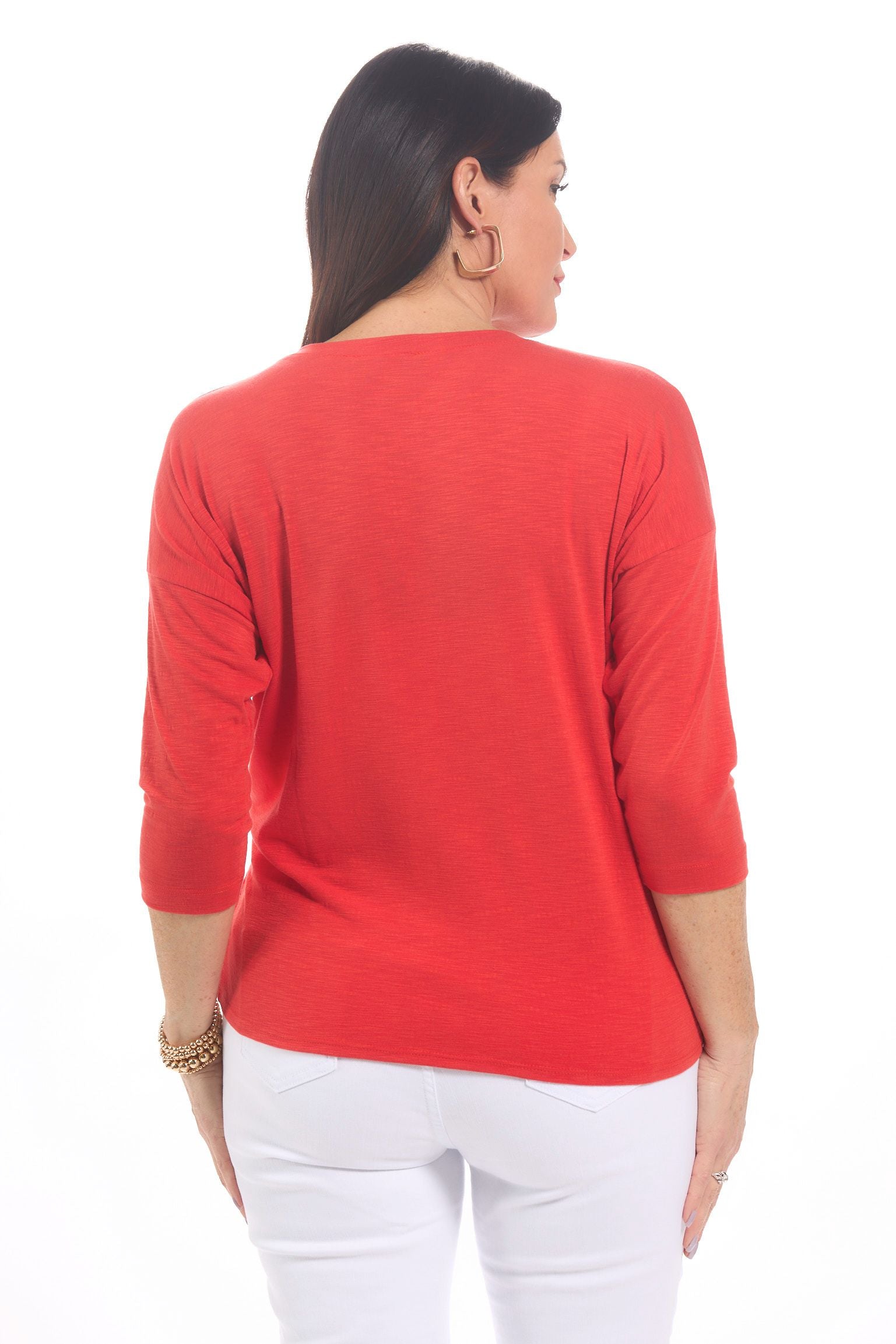 Back image of Nally & Millie knot top in red. 