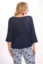 Back image of v-neck open sweater. Made in italy perfect sweater. 