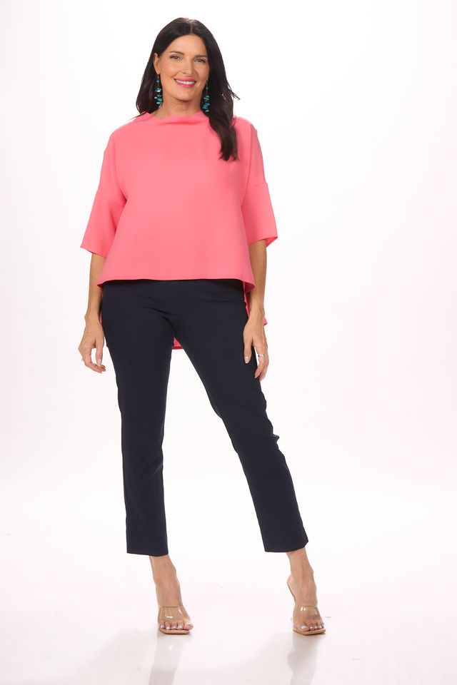 Front image of navy pull on krazy larry pants.