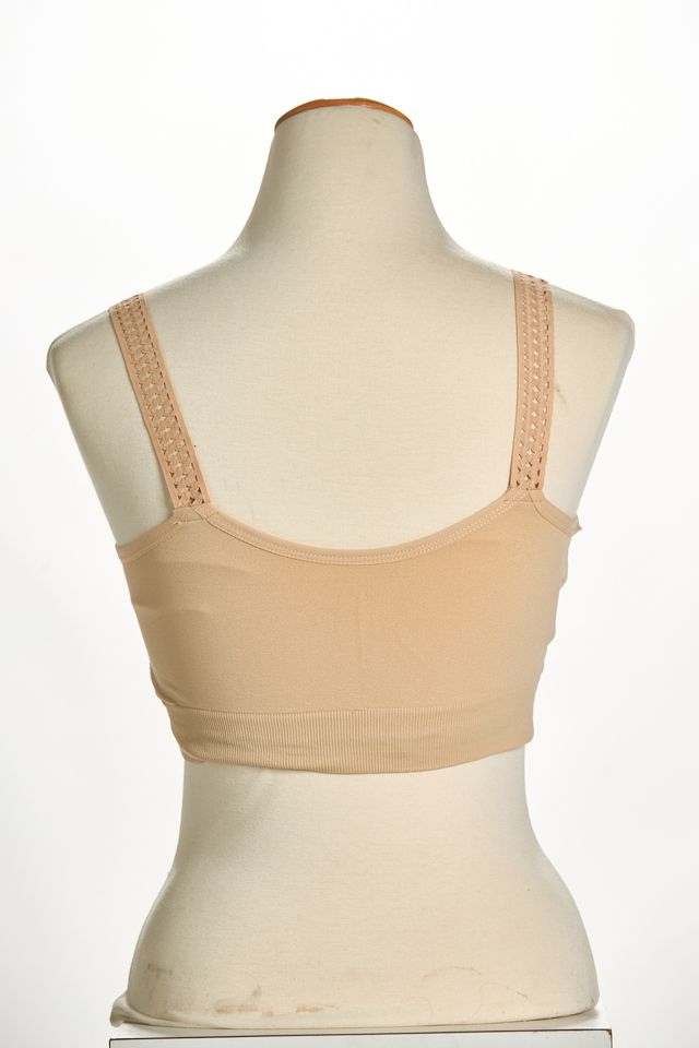 Back image of strap its nude lattice bra. 