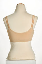 Back image of strap its bra in nude loops. 