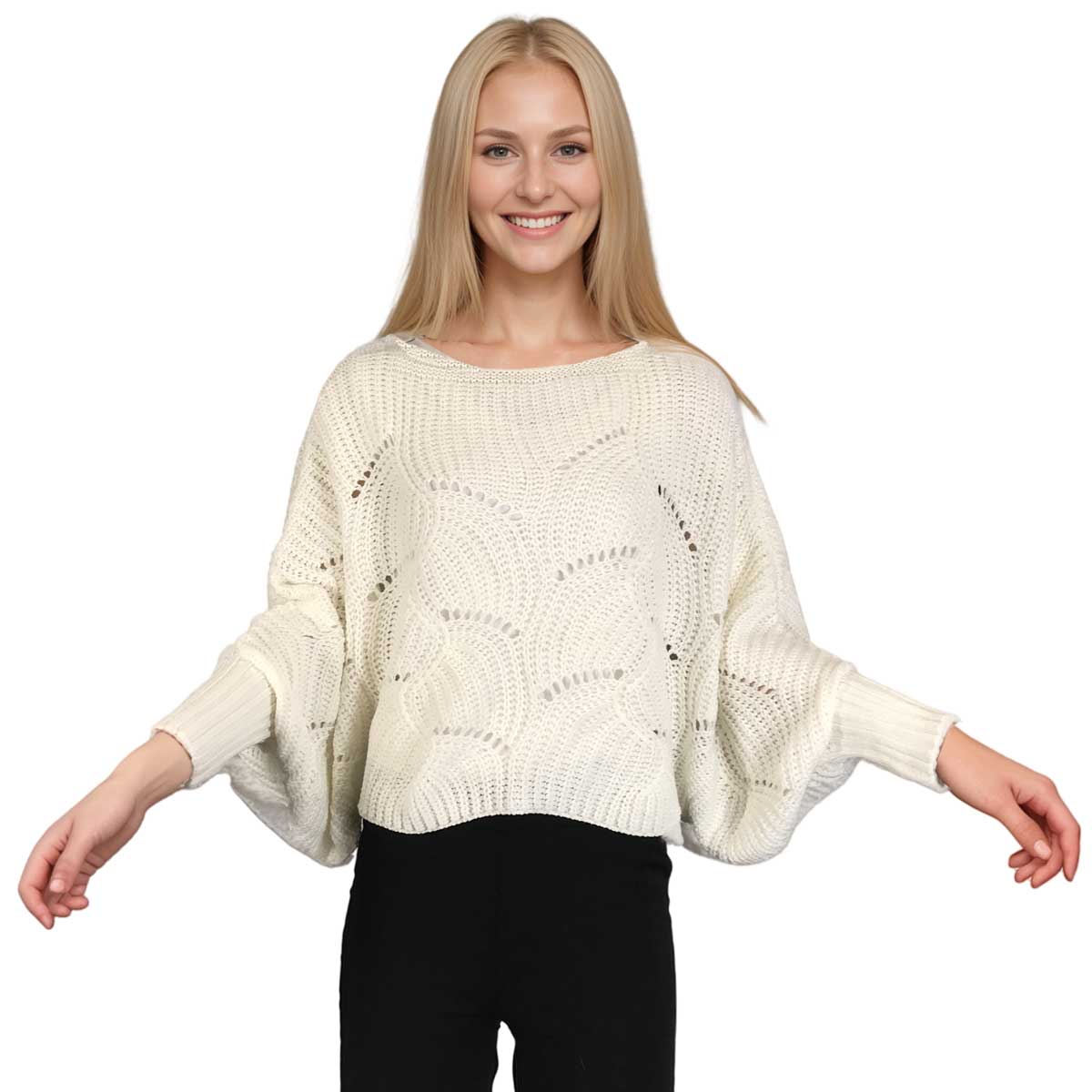 Sweater Poncho with Sleeves - Petite