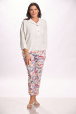 Front image of Lisette paisley pull on pants. 