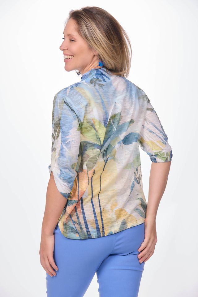 3/4 Sleeve Palm Beach Print Top