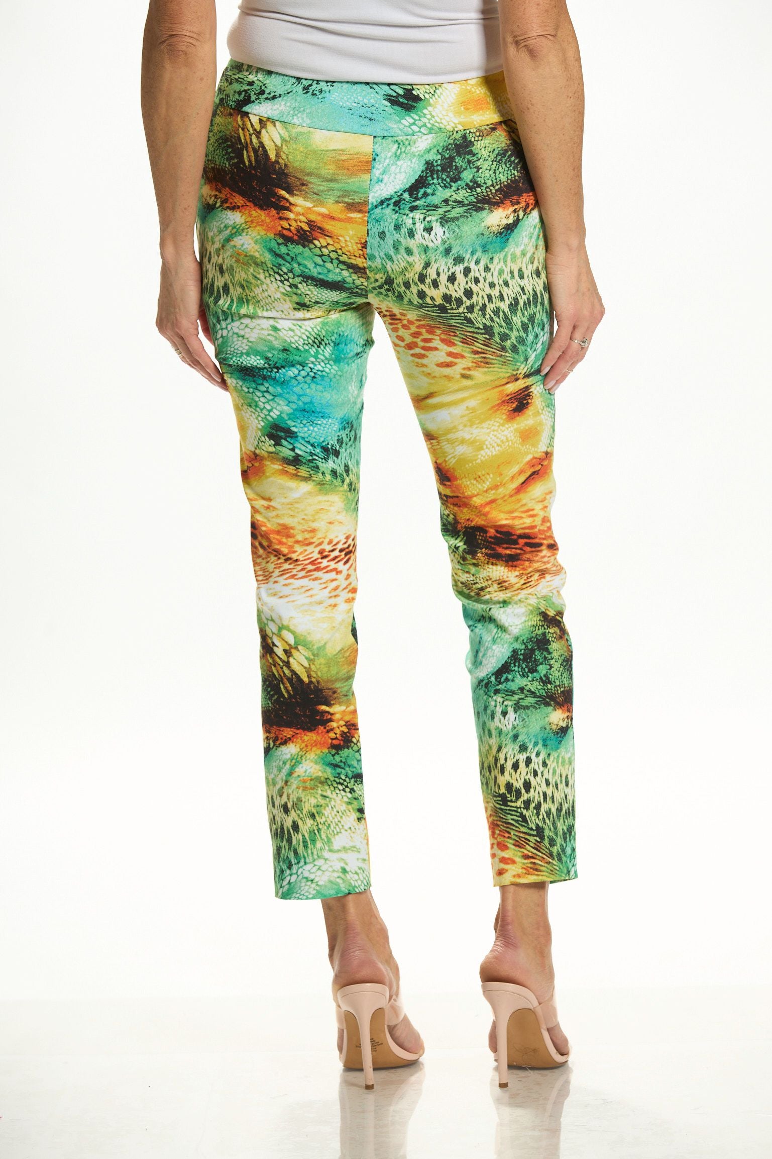 Back image of Krazy Larry pull on peacock pants.