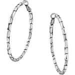 Front image of Brighton pebble large hoop earrings. Silver hoop earrings. 