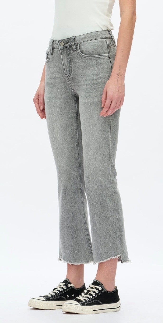 Mid-Rise Crop Frey Hem 27" Jeans