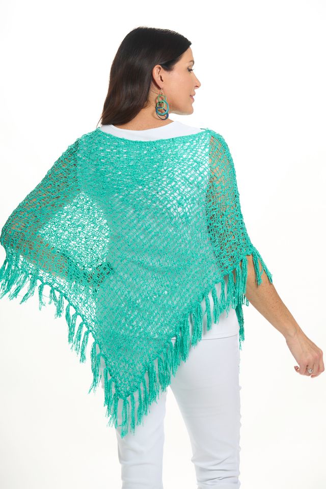 Back image of lost river seafoam popcorn poncho. 