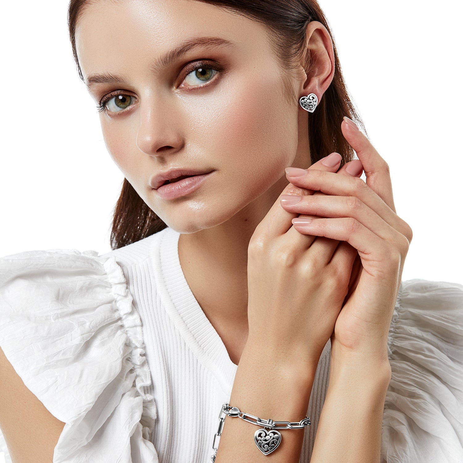 Front image of Brighton heart link bracelet.