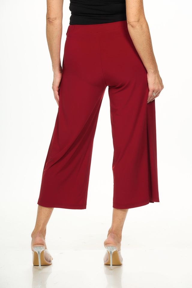 Back image of Pull on flowy pant in red.