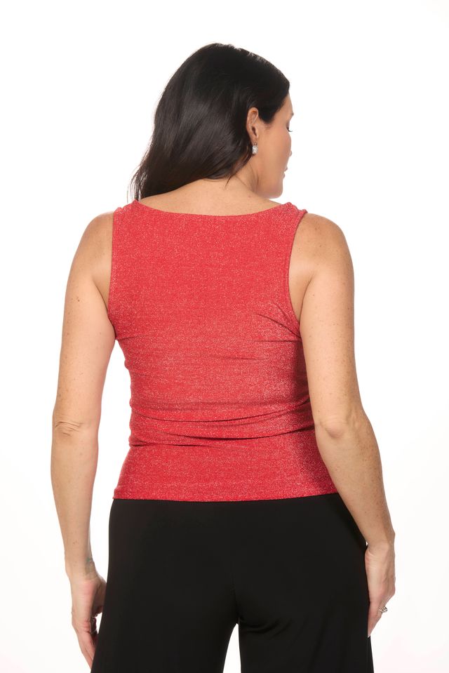 Back image of red sparkle tank top.