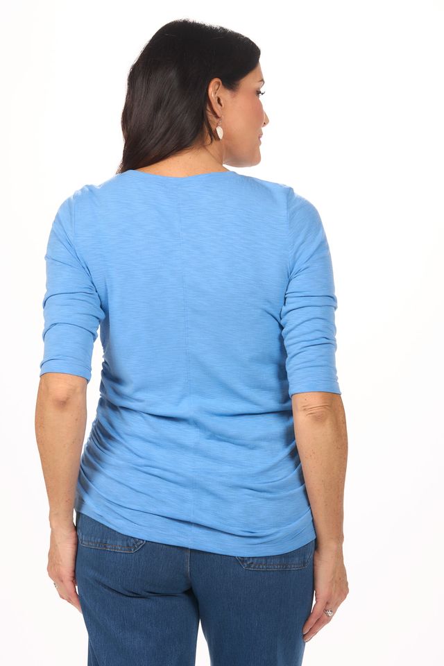 Back image of Nally and Millie side rouche tommy top.