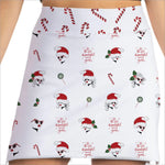 Front image of skort obsession skort. Santa Baby holiday printed skort. 