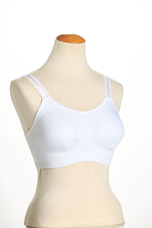 Front image of Strap its bra in sheer white. 