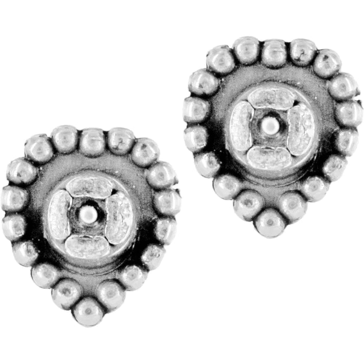 Back image of Brighton Shimmer Heart Mini Post Earrings. Silver heart shaped earrings by brighton.
