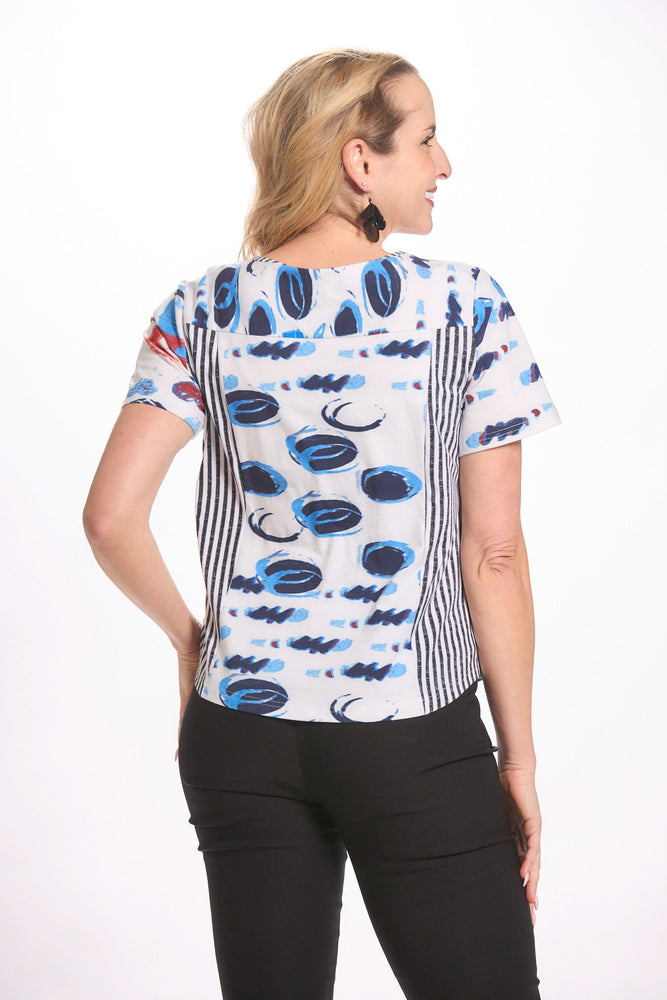 Back image of parsley and sage short sleeve printed mix top. 