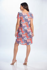 Back image of daisy multi printed cap sleeve dress. 