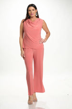 Front image of Mimozza side slit pants in peach. 