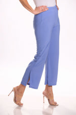 Front image of Mimozza pull on side slit ankle pants. Periwinkle blue color. 