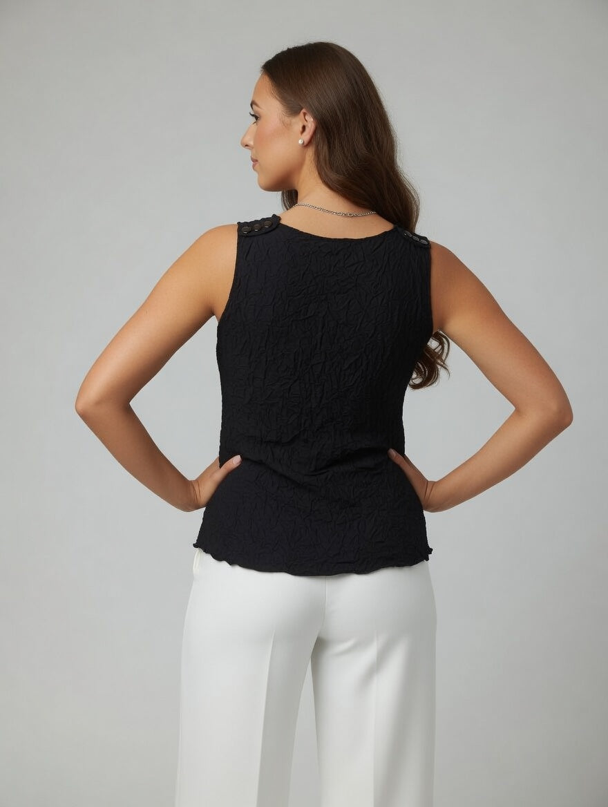 Sleeveless Button Detail Crush Tank