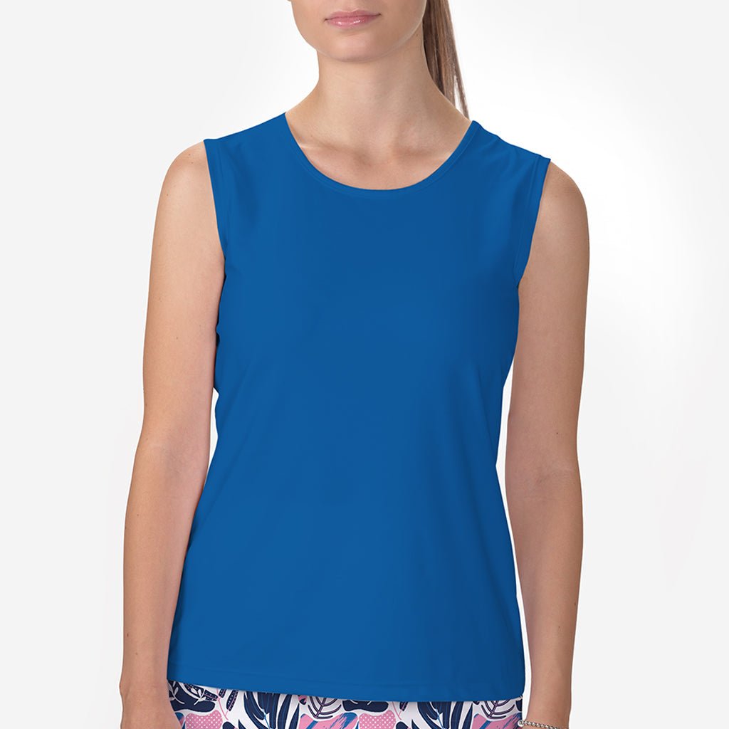 ROYAL BLUE SLEEVELESS CREW NECK TOP - Skort Obsession