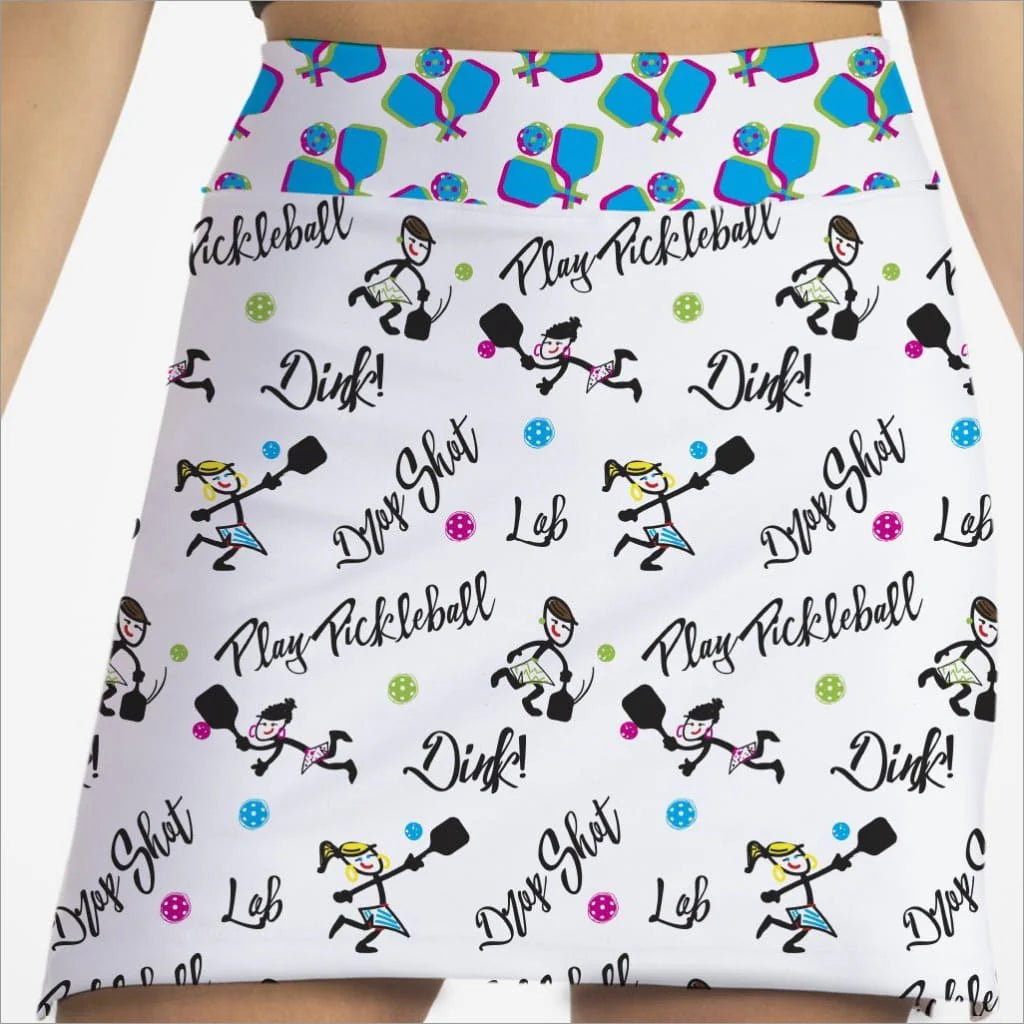 Front image of skort obsession white pickleball skort. 