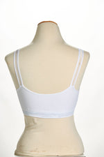 Back image of Strap its bra in lattice white. 