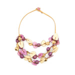 Front image of Tagua gisell necklace. Violet and ivory handmade necklace. 